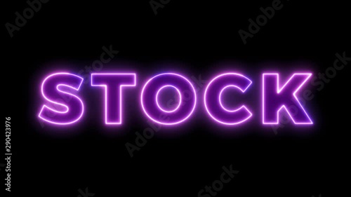 Neon light animation concept text stock. Flat animation of UI element available in 4K FullHD and HD video 2D render footage on black background.	