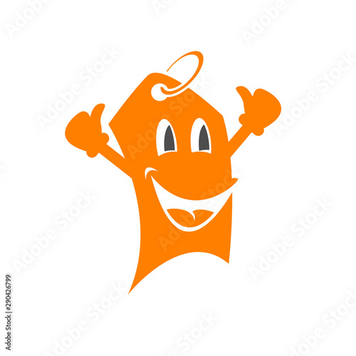 shopping mascot logo happy cartoon tag label design vector illustrations