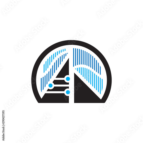aurora with peak of Mountain logo tech vector illustrations