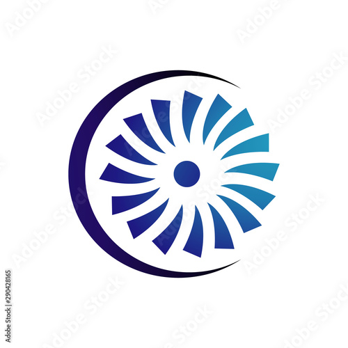 creative abstract wind turbine logo design vector illustrations
