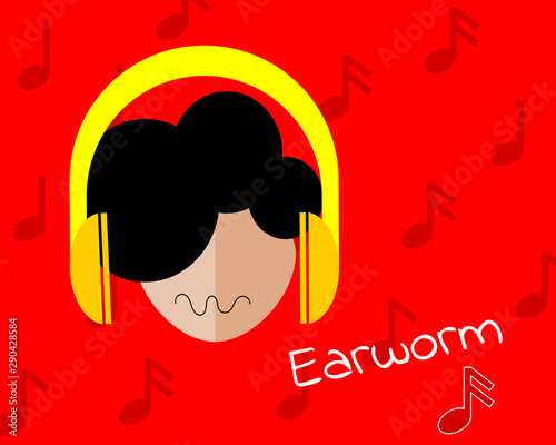 Earworm symptom (Involuntary Musical Imagery) , vector