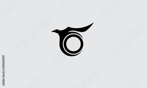 Eagle bird logo template with circle illustrationin flat design monogram symbol photo