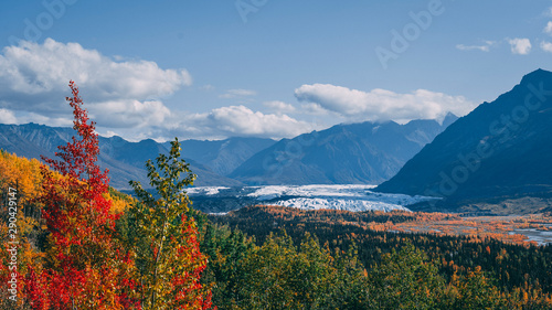 autumn in the mountains at glacier in Alaska