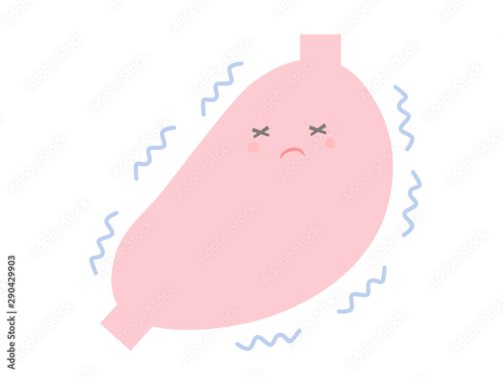 冷たい食べ物で冷えた胃 キャラクター Stock Vector Adobe Stock