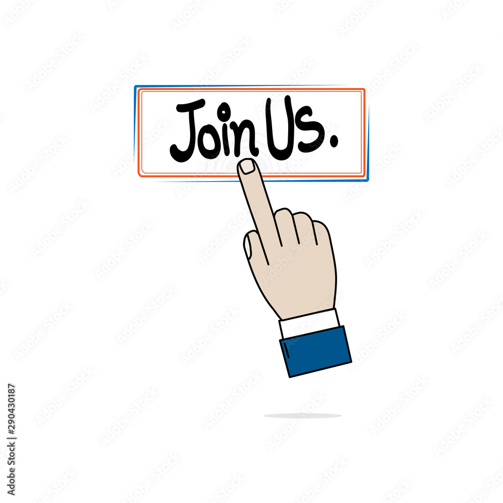 Hand business icon Press Join us on white background Hand business icon Press Join us on white background