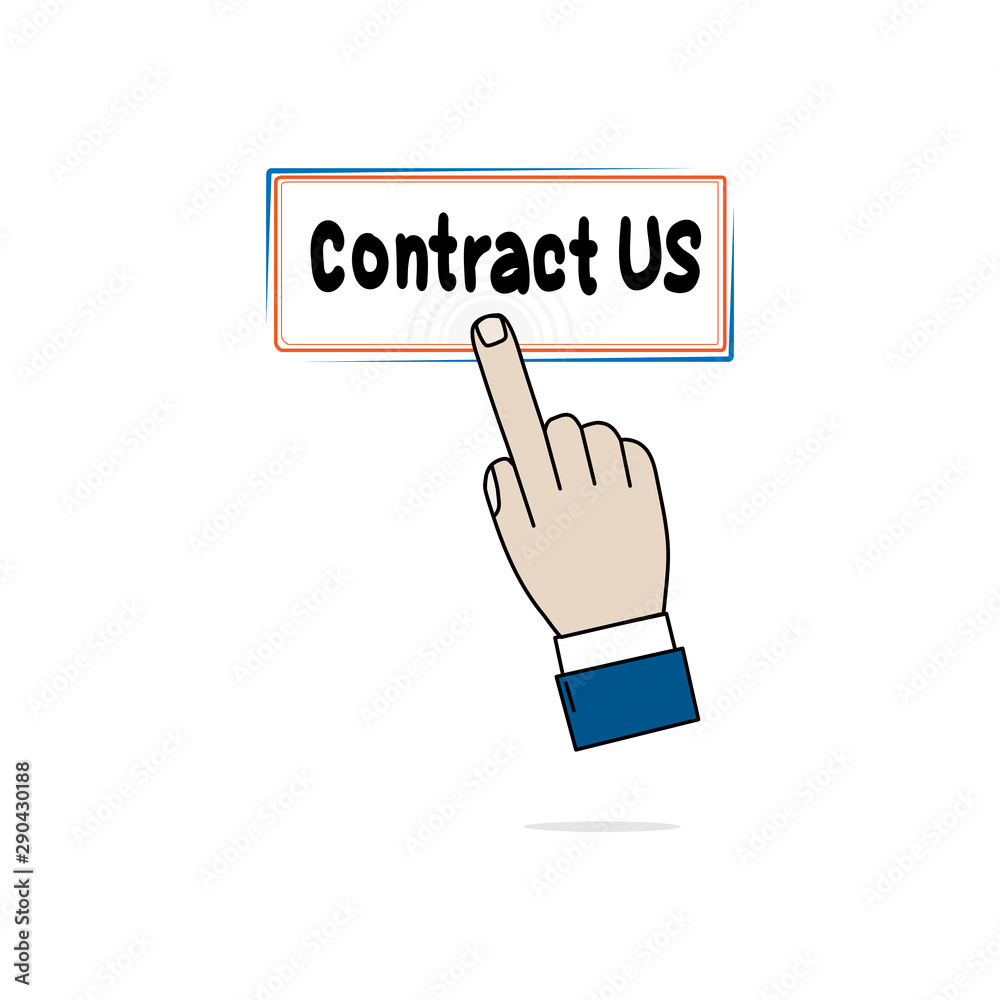Hand business icon Press Contract us on white background Hand business icon Press Contract us on white background