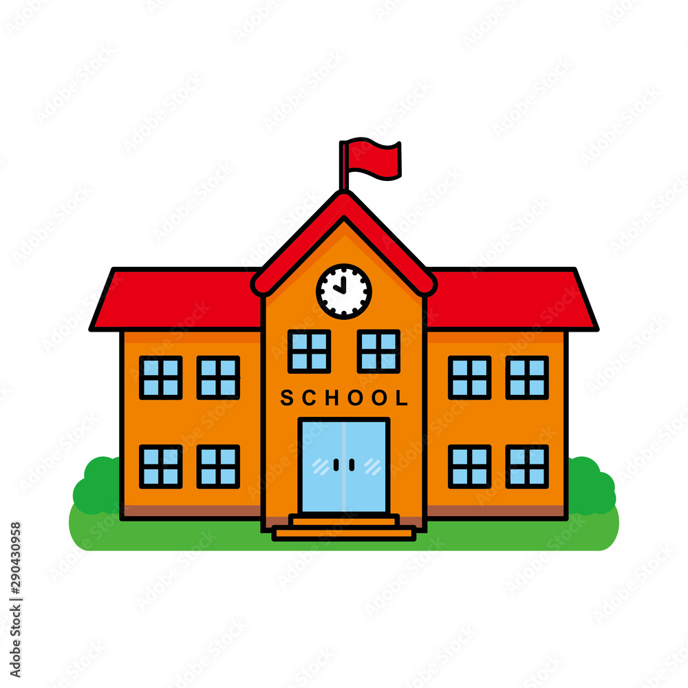 School building vector illustration isolated on white background. School building clip art. School building vector illustration isolated on white background. School building clip art.
