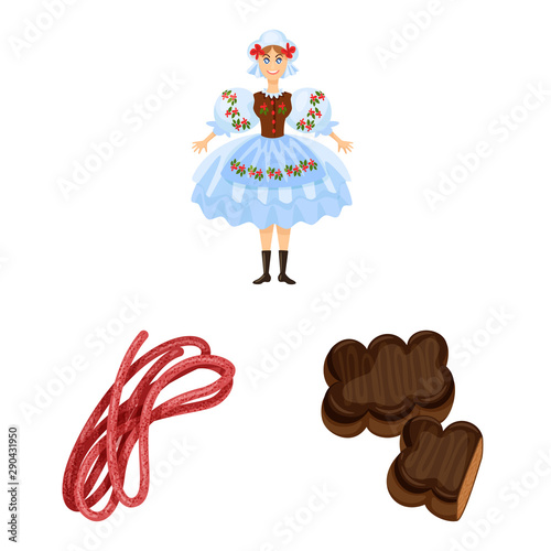 Vector design of poland and travel logo. Collection of poland and europe stock vector illustration.