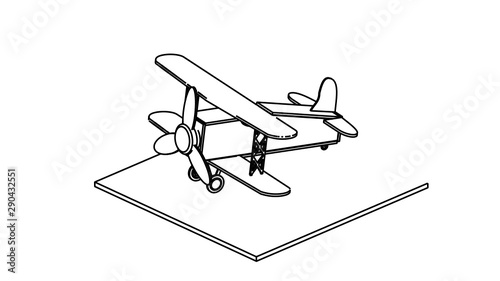 line art for coloring book airplane 