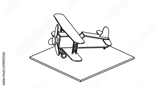 line art for coloring book airplane 