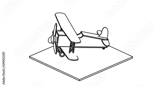 line art for coloring book airplane 