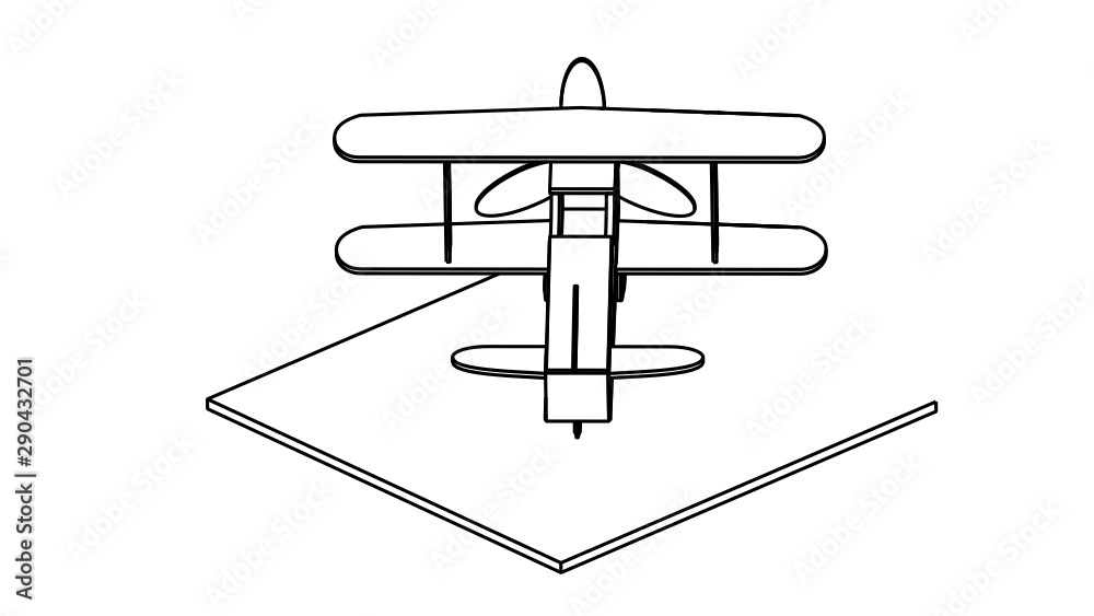 line art for coloring book airplane 