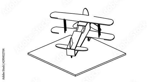 line art for coloring book airplane 