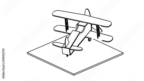 line art for coloring book airplane 