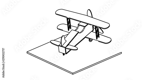 line art for coloring book airplane 