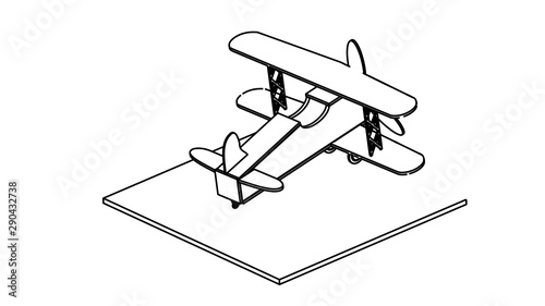 line art for coloring book airplane 
