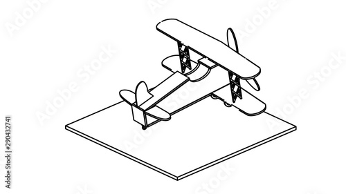 line art for coloring book airplane 