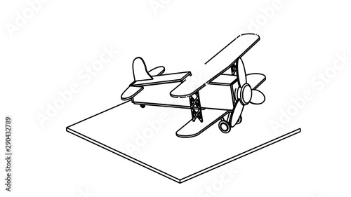 line art for coloring book airplane 