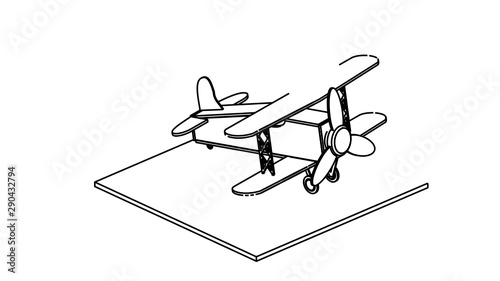 line art for coloring book airplane 