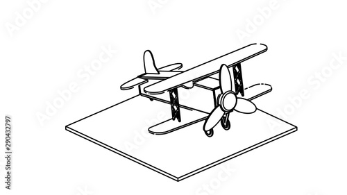 line art for coloring book airplane 