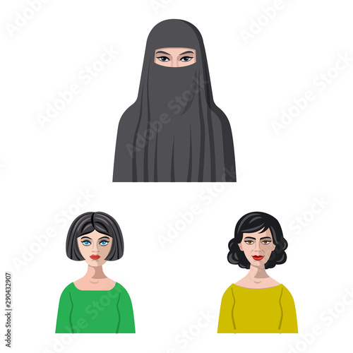 Vector illustration of avatar and face logo. Set of avatar and profile stock symbol for web.