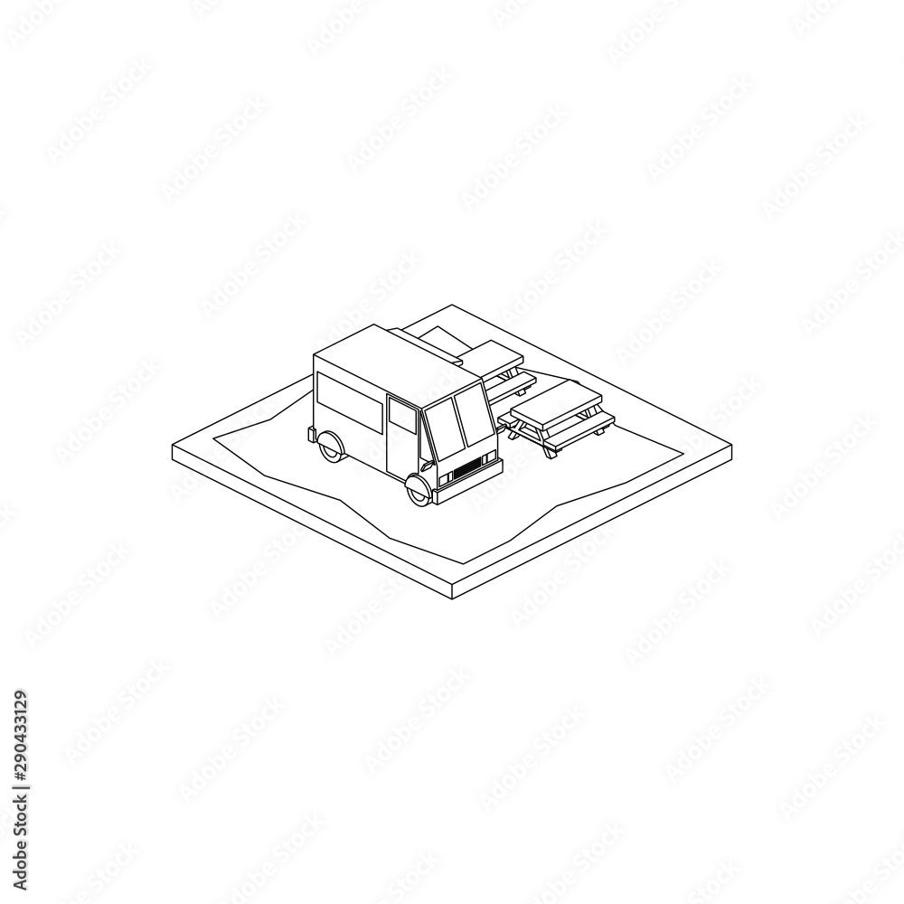 Food Truck Isometric Line Art Images Food Truck Isometric Line Art Images
