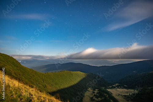Moonlit night in the Carpathian mountains