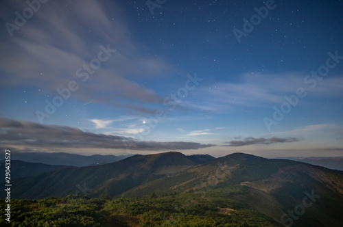 Moonlit night in the Carpathian mountains