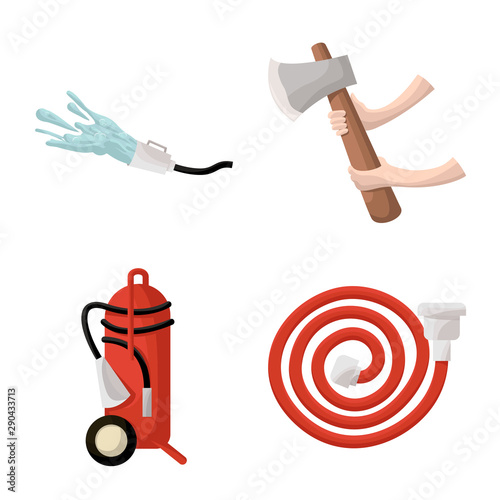 Isolated object of firefighters and fire icon. Set of firefighters and equipment stock vector illustration.