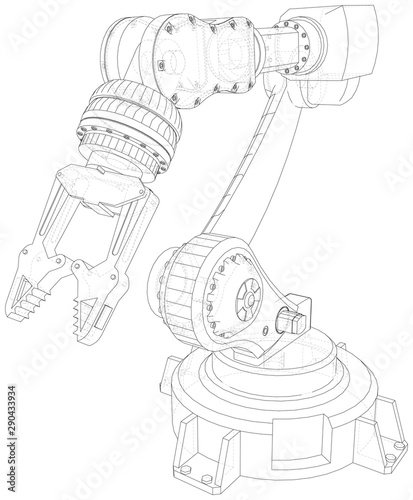 Robot hand wire-frame. Vector illustration. Tracing illustration of 3d.