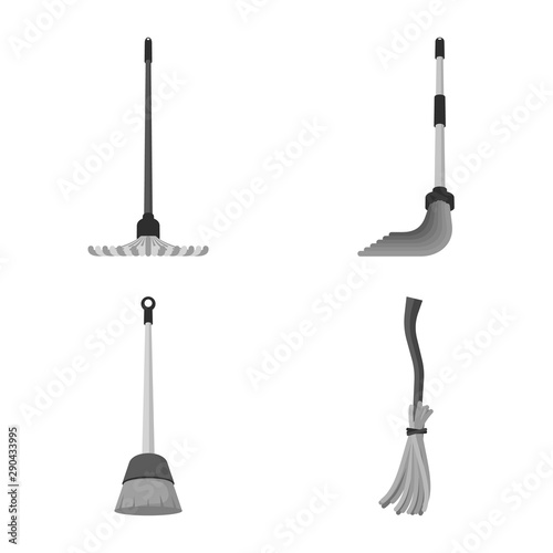 Isolated object of tool and mopping logo. Collection of tool and household vector icon for stock.