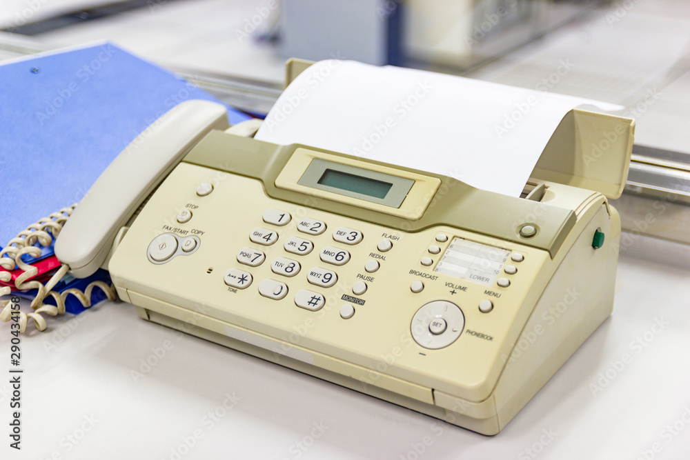 The fax machine for Sending documents in the office concept equipment needed in office The fax machine for Sending documents in the office concept equipment needed in office