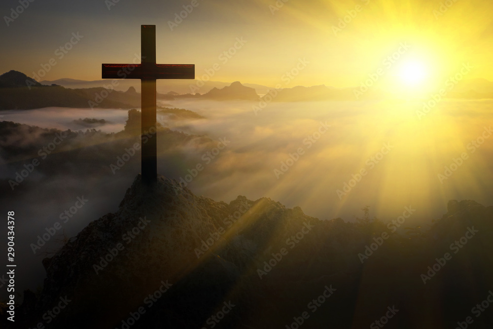 The crucifix symbol of Jesus on the mountain The crucifix symbol of Jesus on the mountain