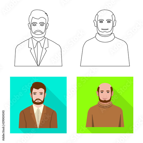 Vector illustration of hairstyle and profession sign. Collection of hairstyle and character stock vector illustration.