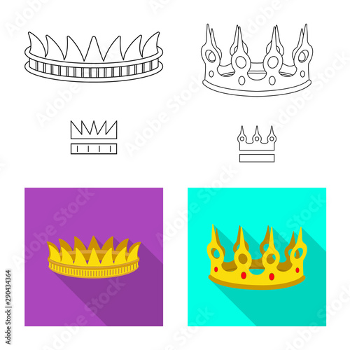 Isolated object of medieval and nobility logo. Collection of medieval and monarchy stock vector illustration.