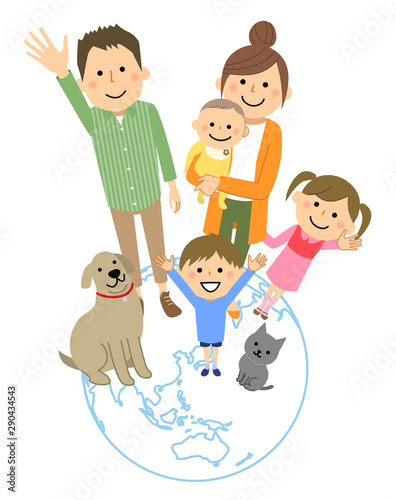 仲良しファミリー　二世代家族　地球