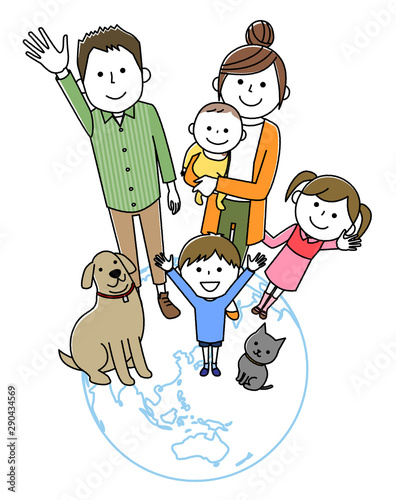 仲良しファミリー　二世代家族　地球