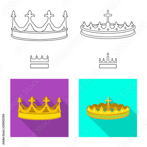 Vector design of medieval and nobility logo. Set of medieval and monarchy stock vector illustration.