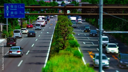 A timelapse of downtown street at Kanpachi avenue in Tokyo daytime tilt-shift tilting photo