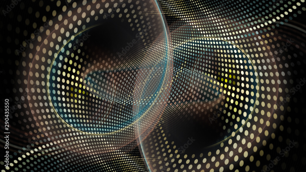 Obraz premium Abstract background element. Fractal graphics series. Composition of glowing lines and mosaic halftone effects. Wide format high resolution image. 3d illustration