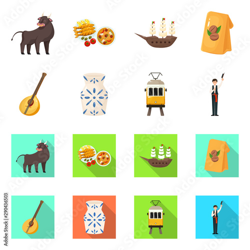 Vector design of and historic symbol. Set of and country stock vector illustration.