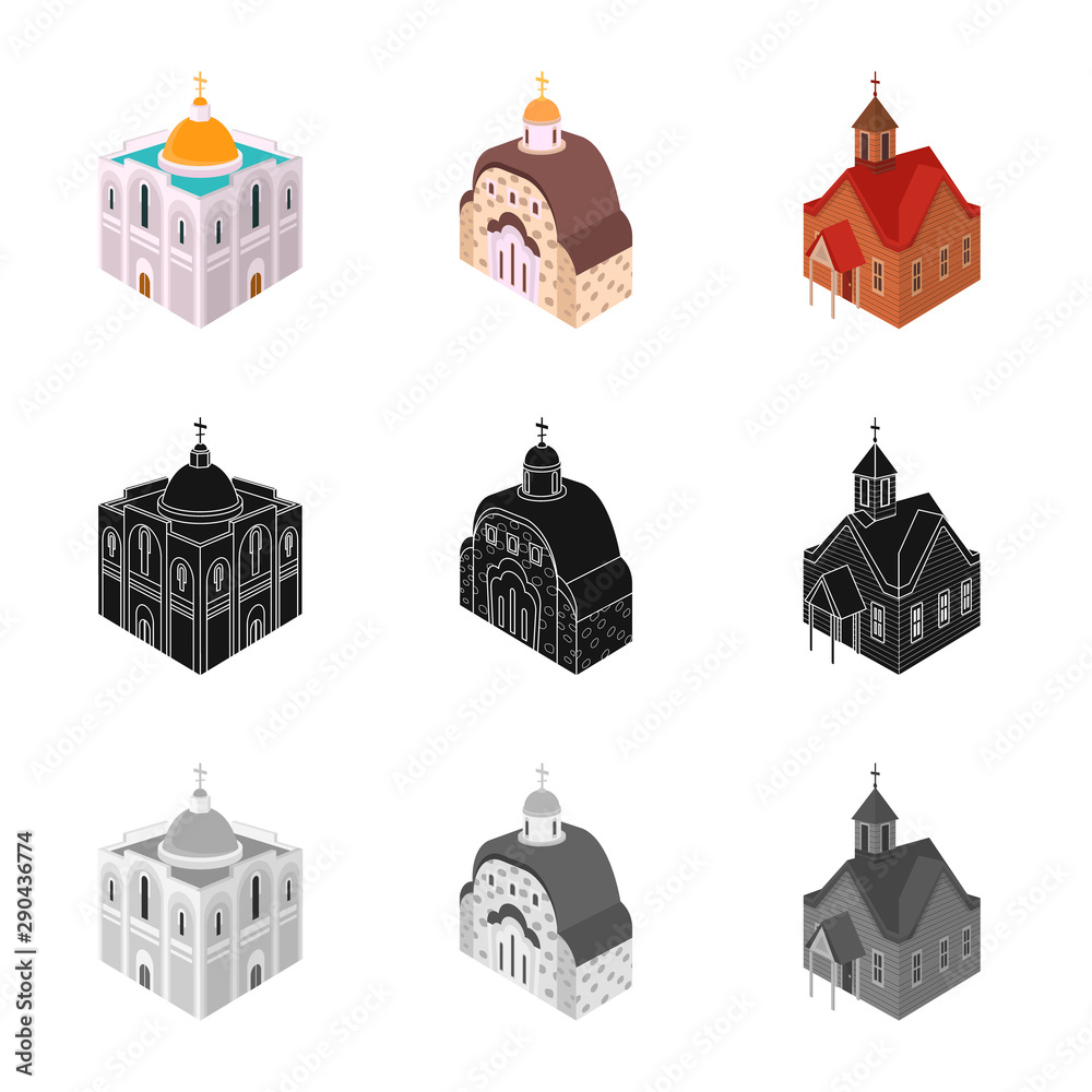 Vector illustration of temple and historic icon. Collection of temple and faith stock vector illustration. Vector illustration of temple and historic icon. Collection of temple and faith stock vector illustration.