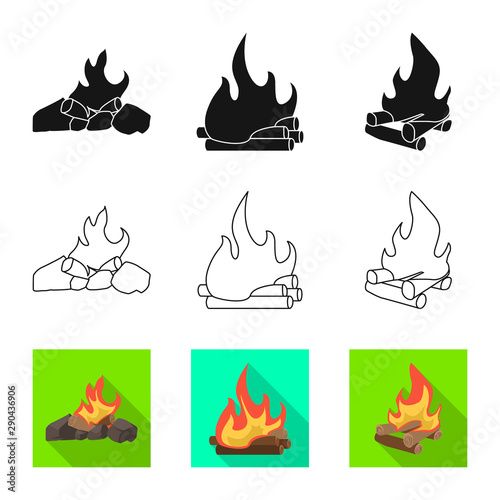 Vector illustration of danger and tourism sign. Collection of danger and hiking stock vector illustration.