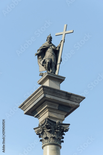 Statue of Polish King Sigismund III Vasa in Warsaw photo