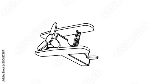 airplane take of illustration in black white color