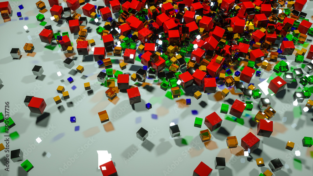 abstract background of scattered multi-colored cubes. 3d rendering. illustration abstract background of scattered multi-colored cubes. 3d rendering. illustration