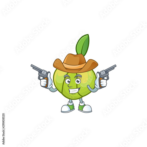 Cowboy elephant apple fruit in cartoon character