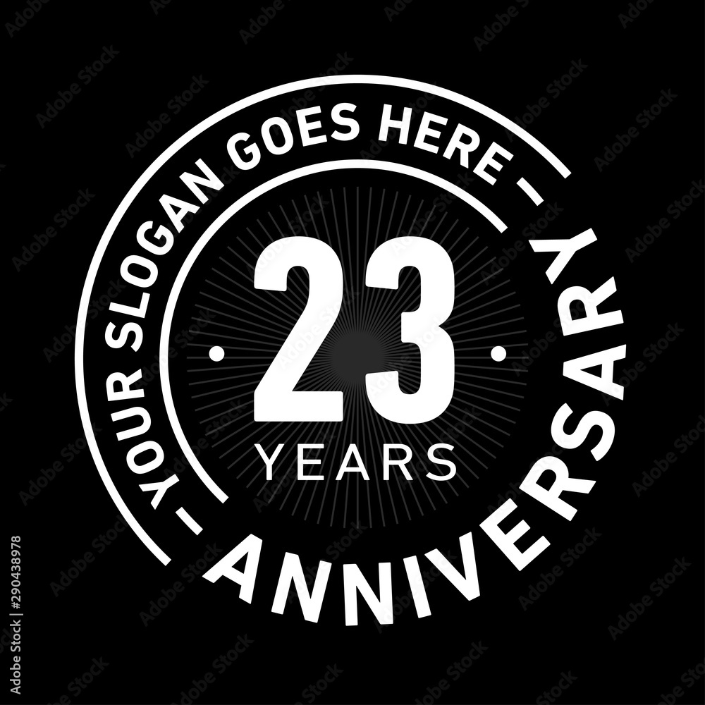 23 years anniversary logo template. Twenty-three years celebrating logotype. Black and white vector and illustration.