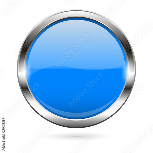 Free Download Blue glass button. 3d shiny round icon - GFXLoad