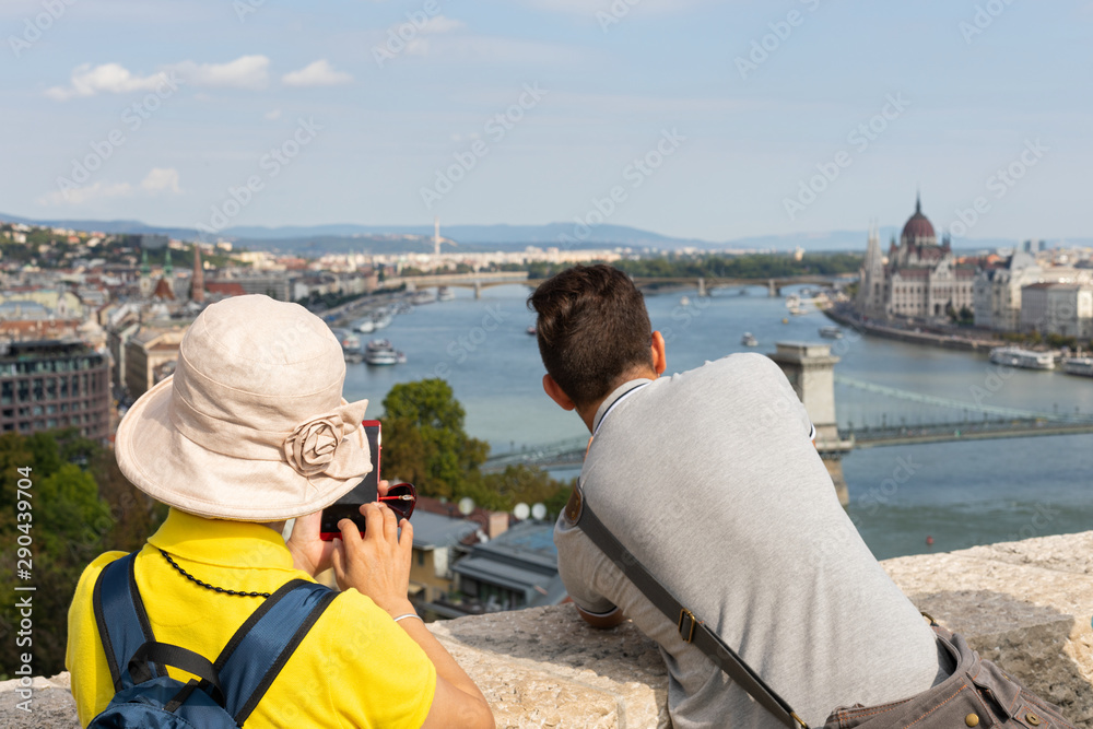 Female tourists in Budapest Picture of female tourists taking pictures in Budapest, Hungary